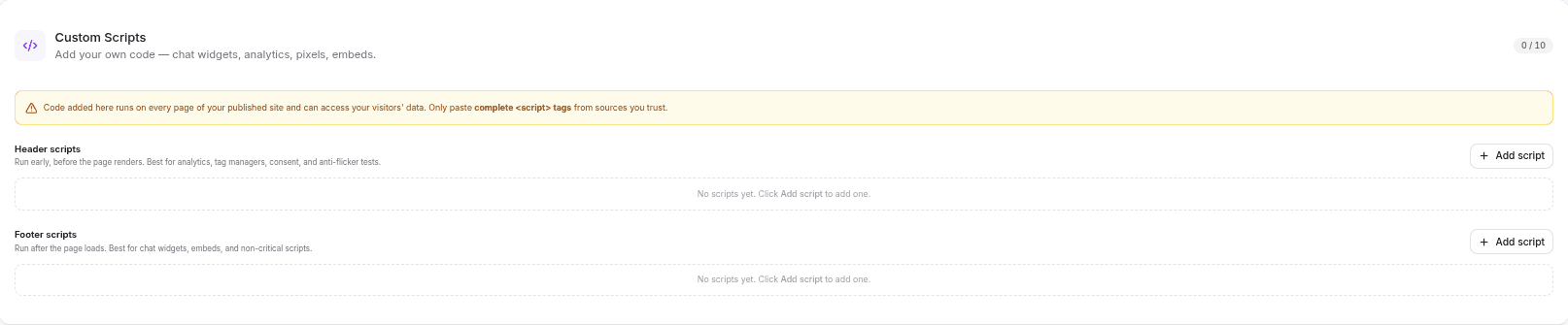 Custom Scripts Configuration