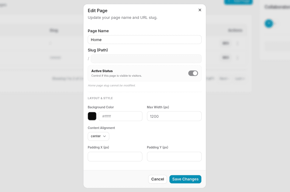 Edit Page Dialog
