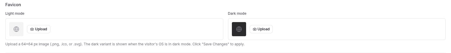 Favicon Upload Settings