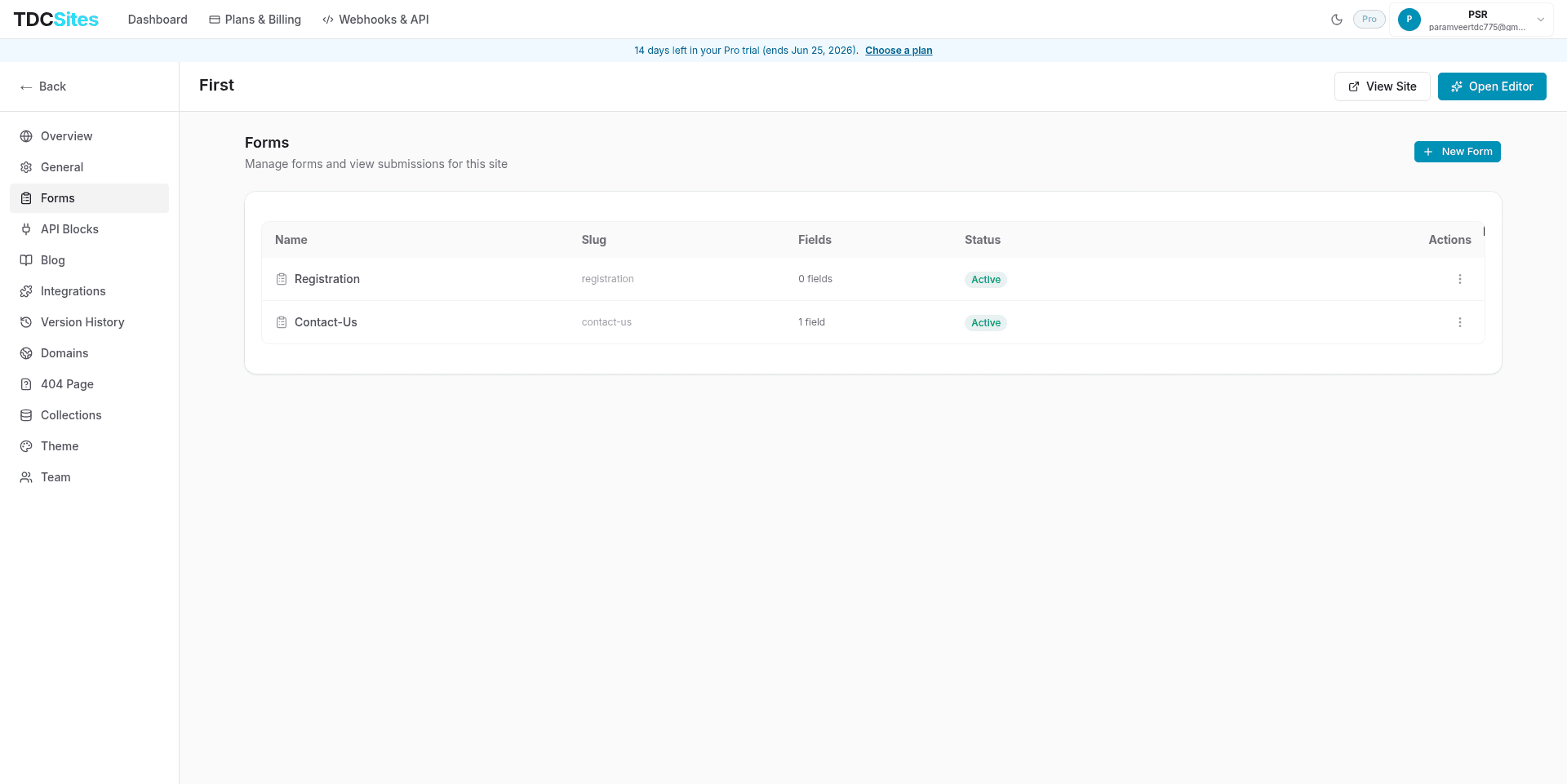 Form Detail Page