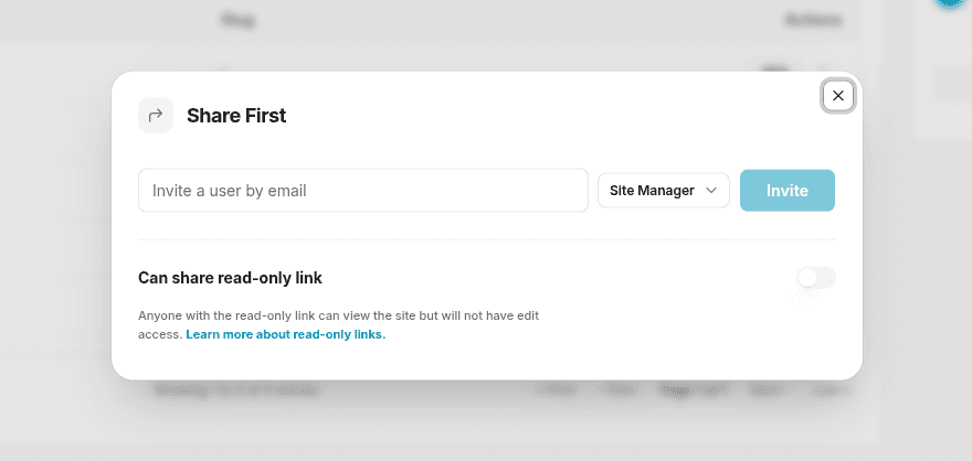 Share Site Dialog