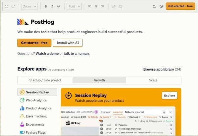 PostHog screenshot