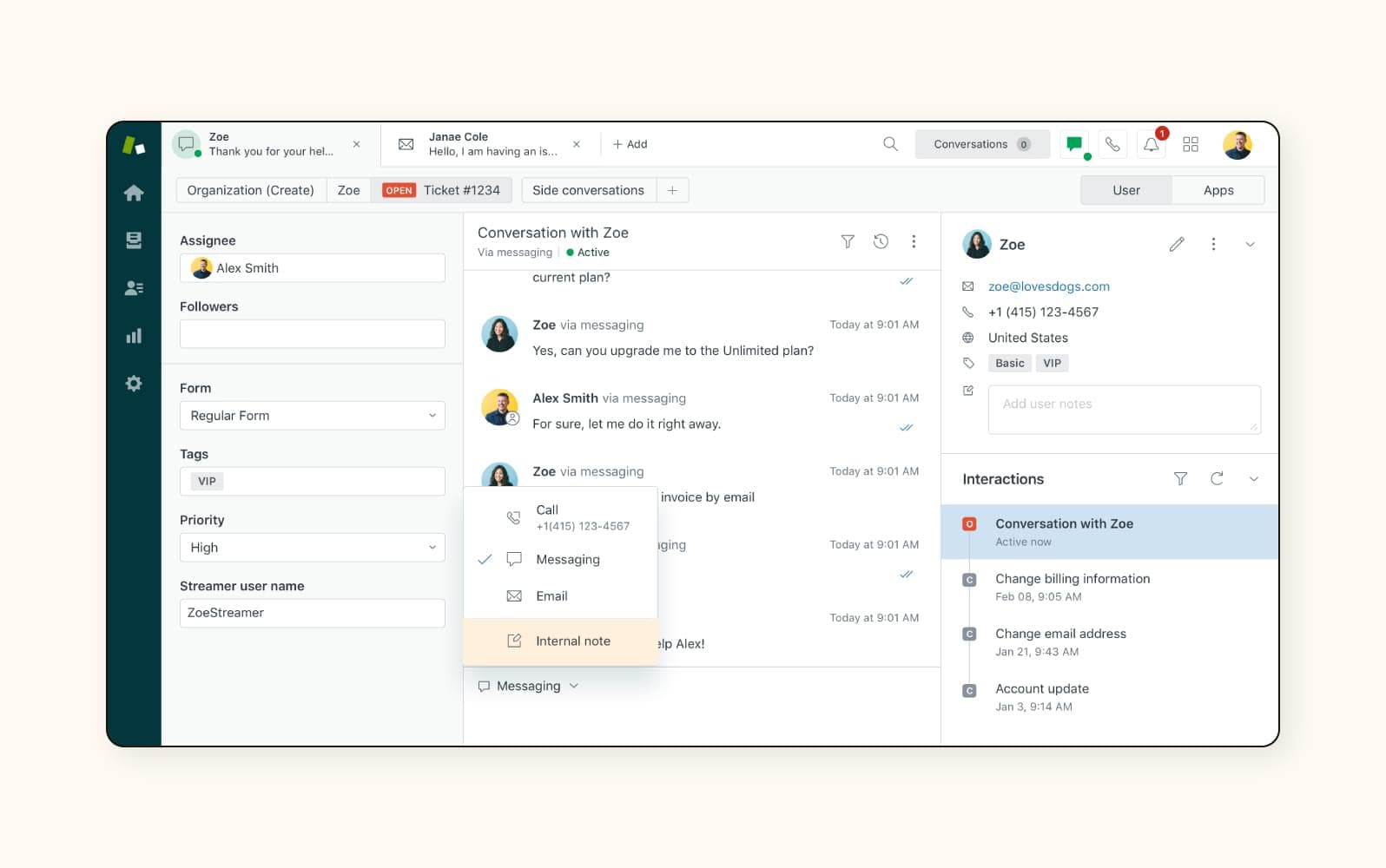 Zendesk screenshot