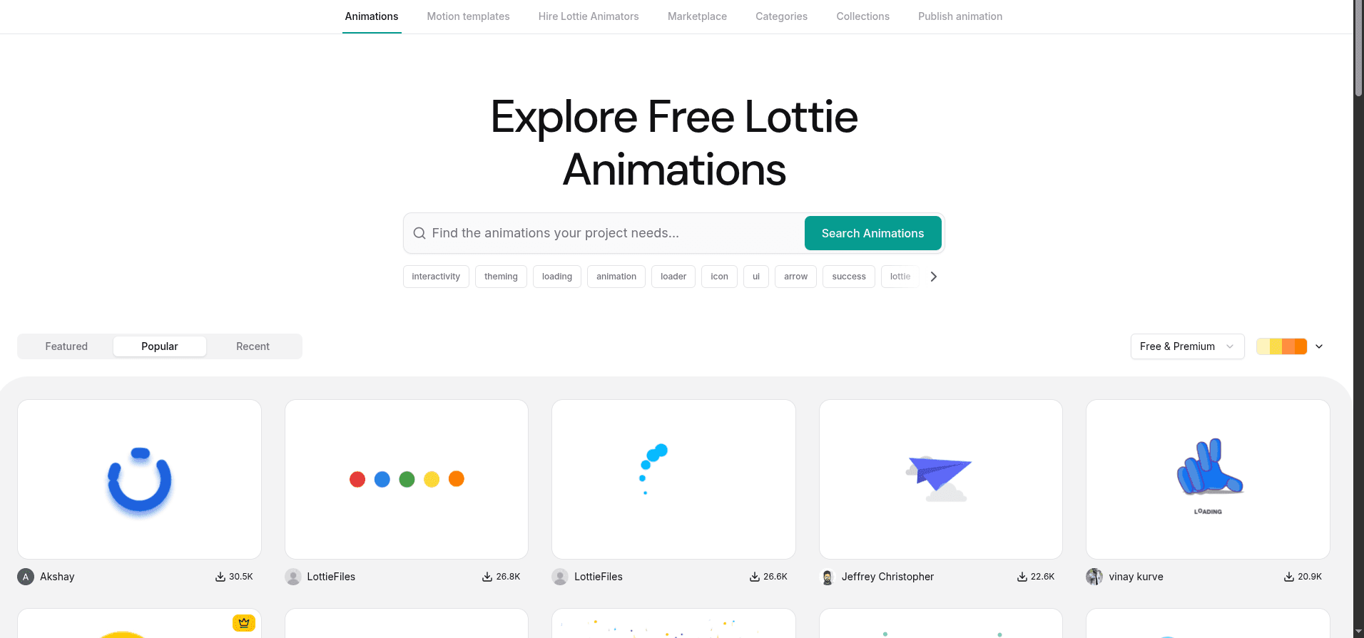 LottieFiles screenshot