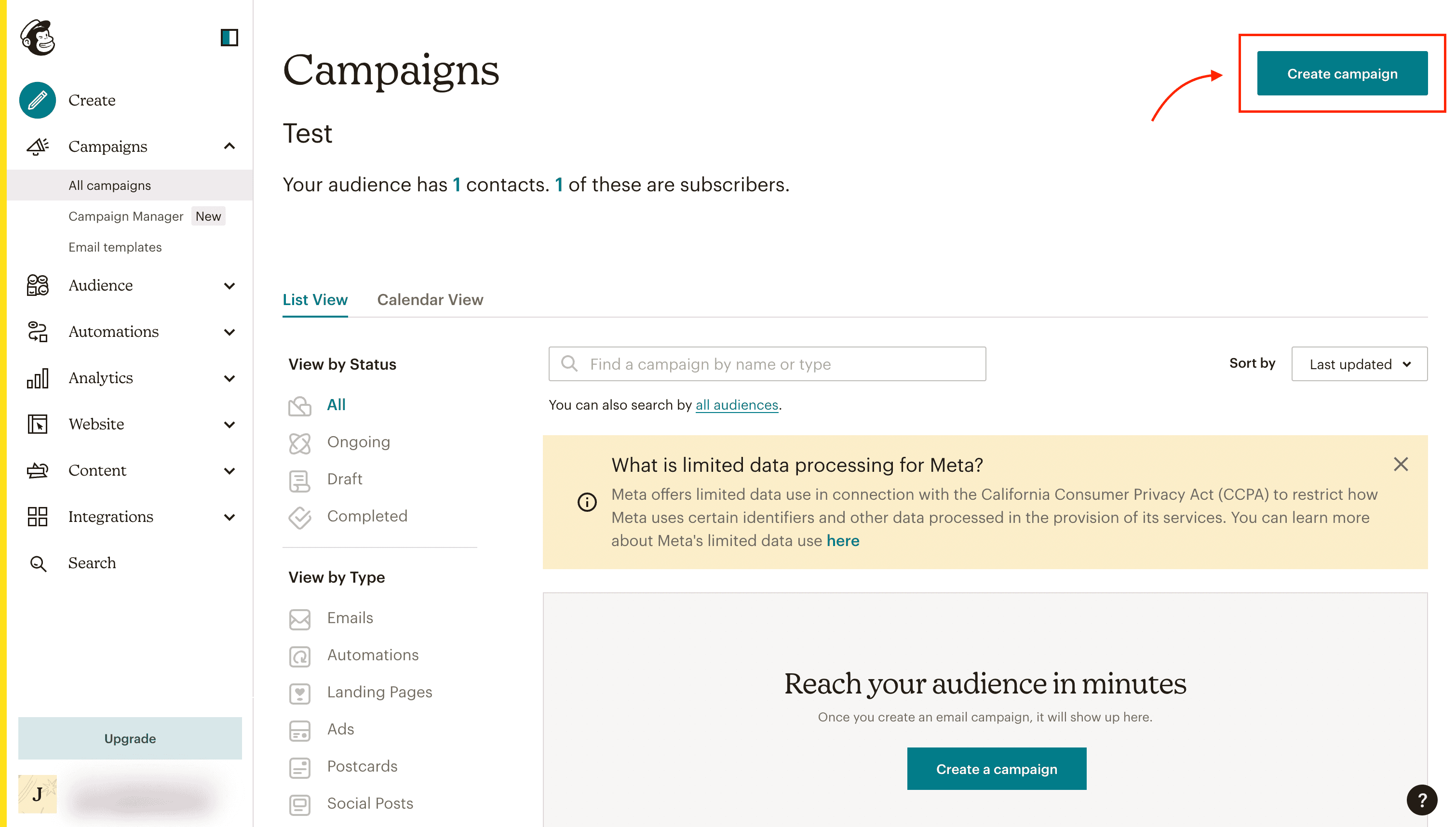 Mailchimp screenshot
